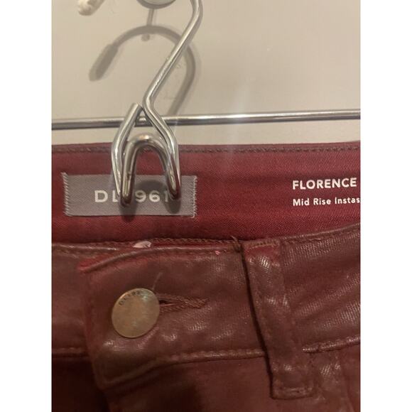 DL1961 Florence Mid Rise Merlot Coated Ultrasculpt Skinny Ankle Jeans Size 26‎ - Picture 4 of 8